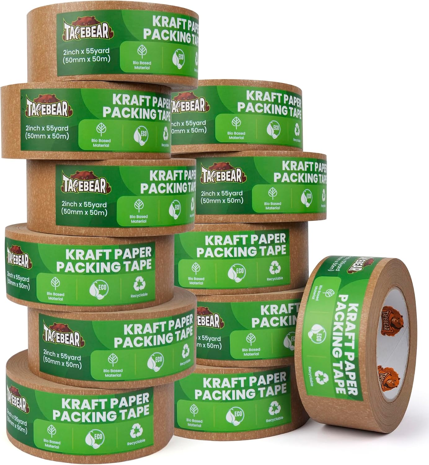 Cinta kraft ecológica 2pulg x55yd autoadhesiva para embalaje
