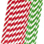 50 Pajitas Papel Navidad Rojo Blanco Verde Rayas