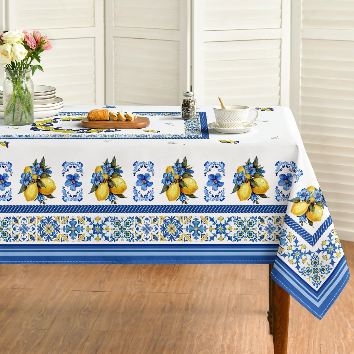 Mantel rectangular verano 60x84pulg vintage limones jazmín