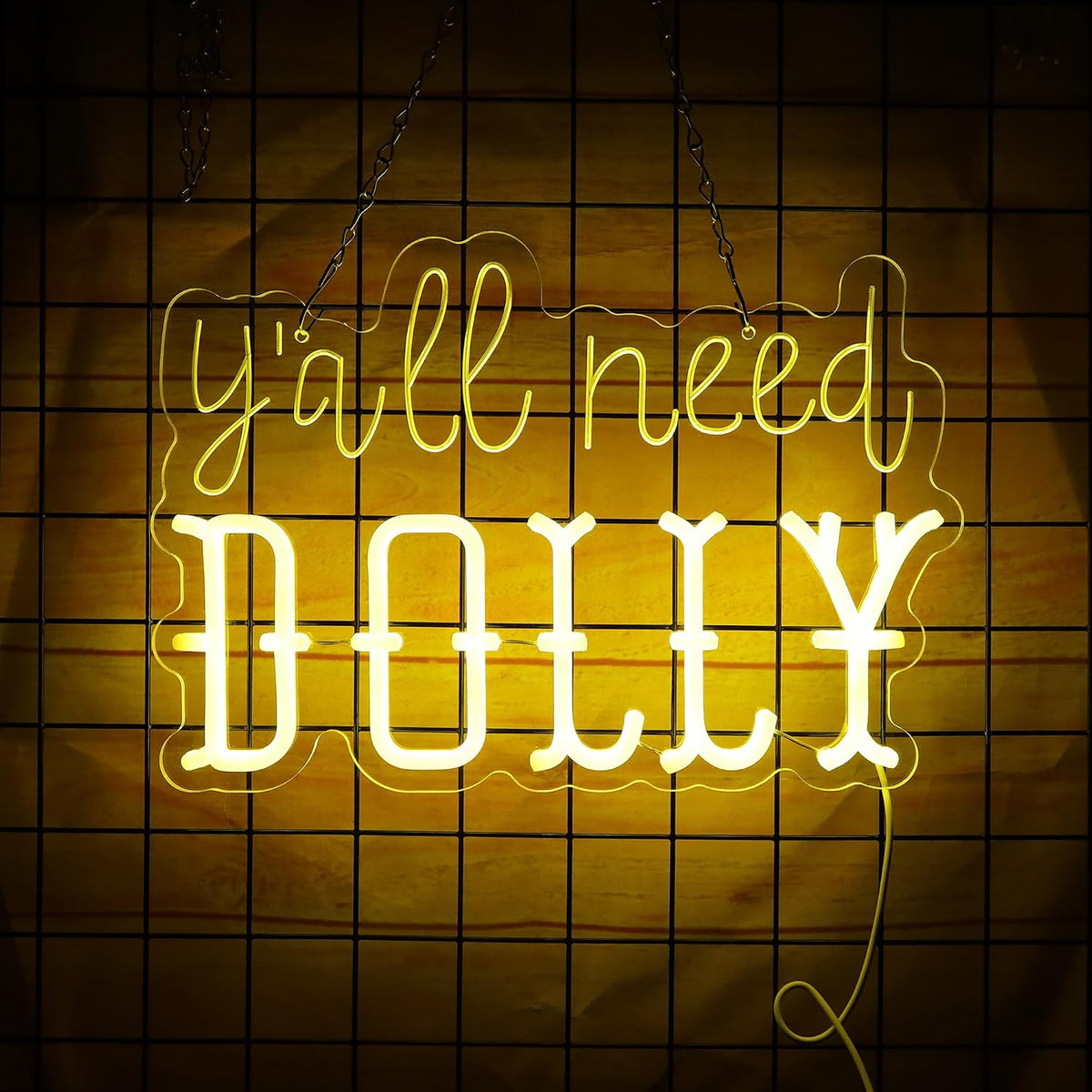 Letrero neón USB 'Y'all Need Dolly' decoración hogar