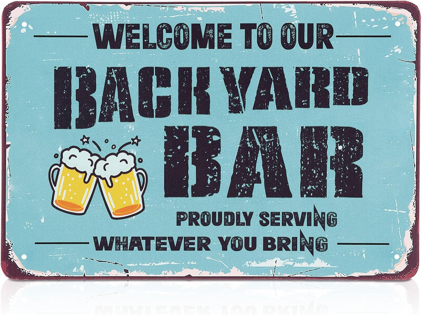 Letrero metal vintage 12x8" bienvenida bar terraza