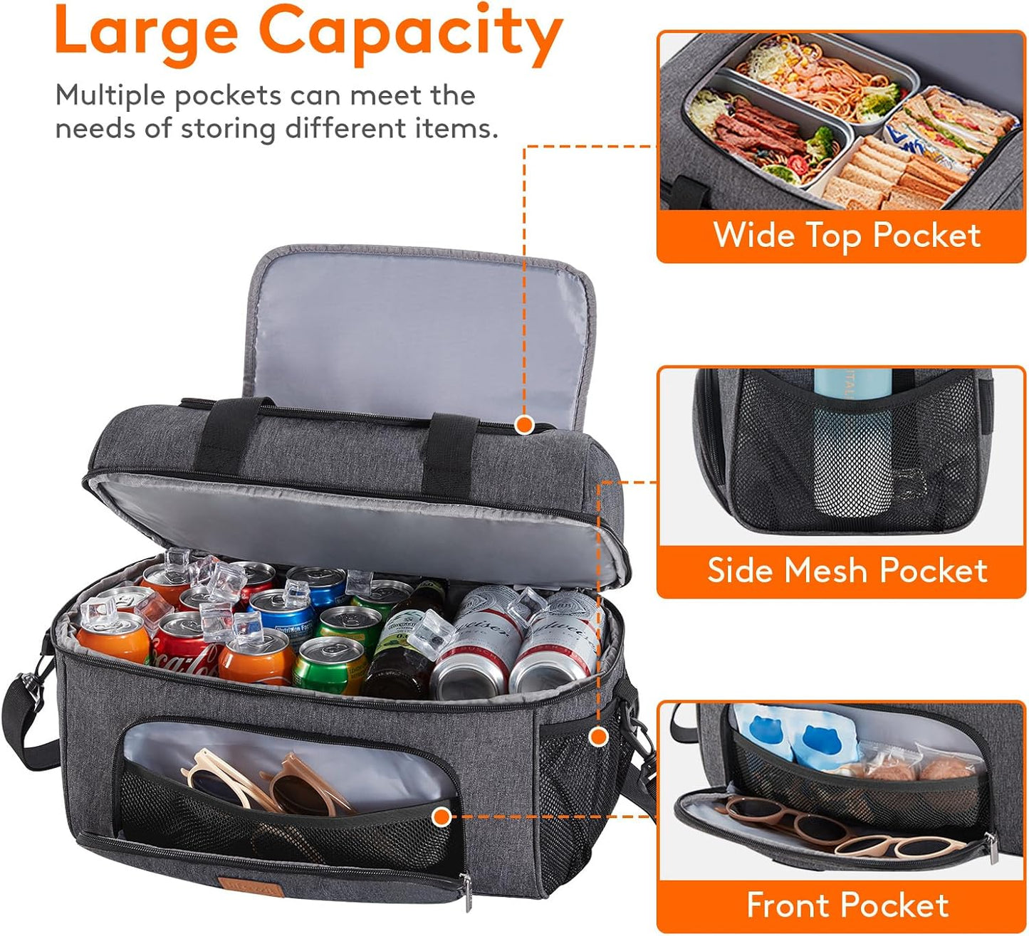 Bolsa hielera térmica doble capa para 32/48 latas