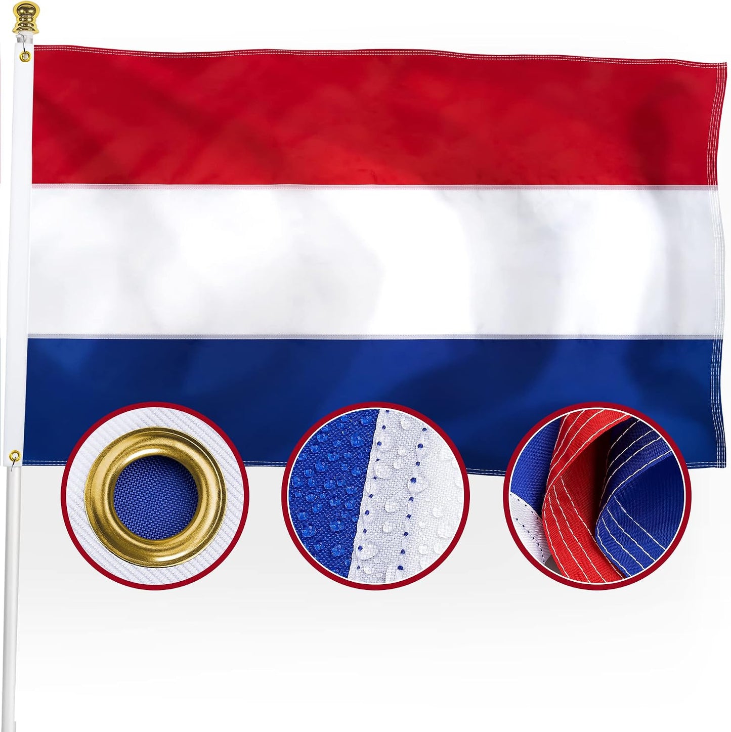 Bandera Holanda 3x5ft doble cara resistente nailon 210D