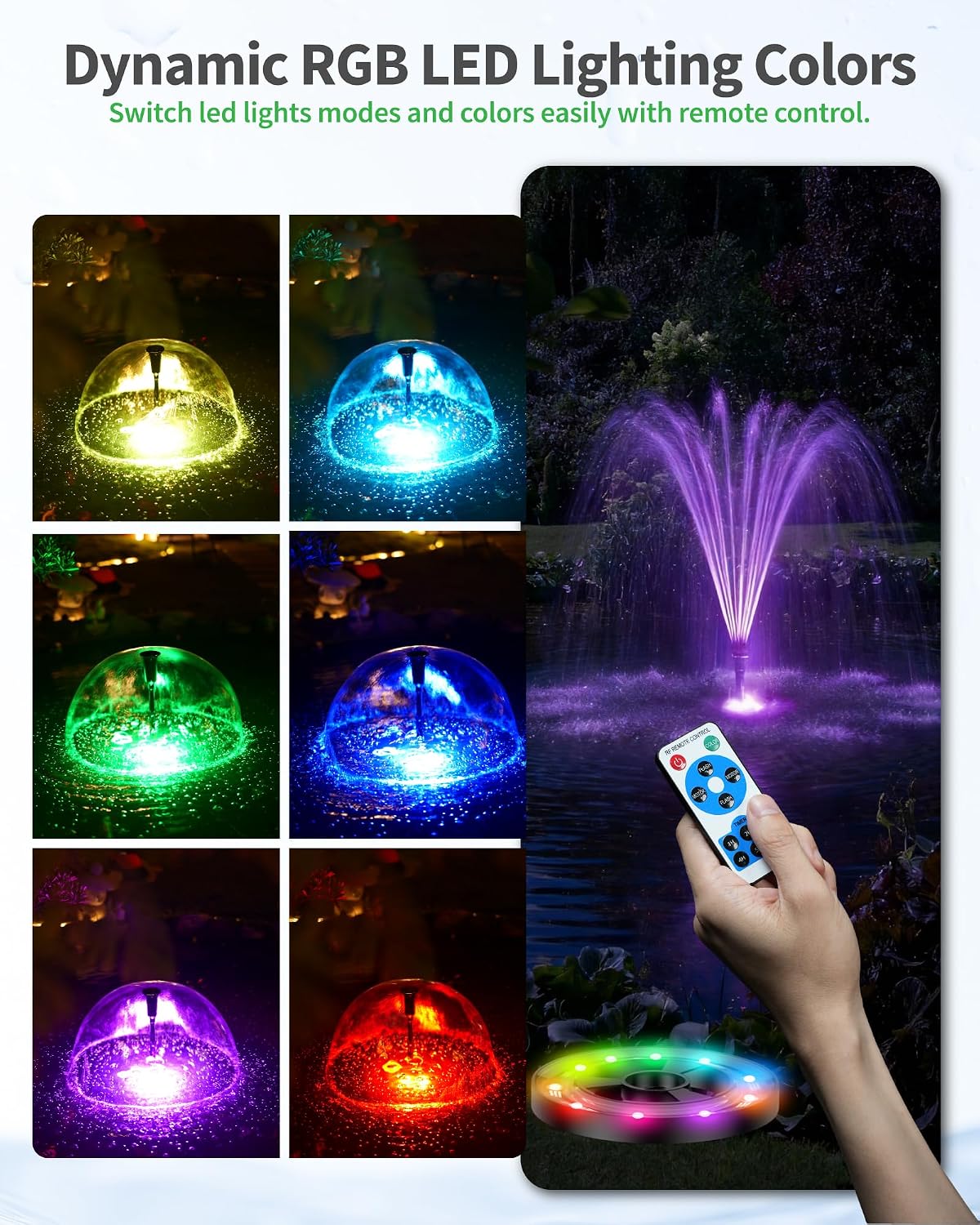 Fuente estanque con luces LED y bomba 660 GPH P1104D