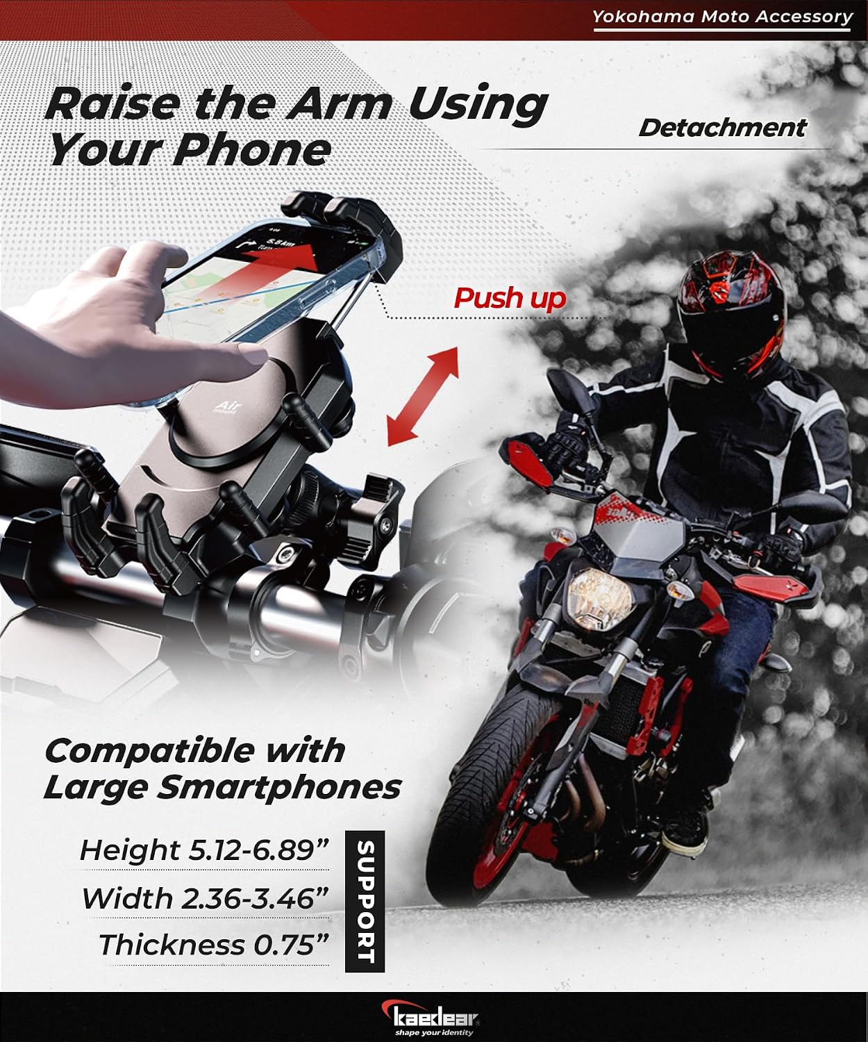 Soporte smartphone motocicleta carga inalámbrica Qi USB