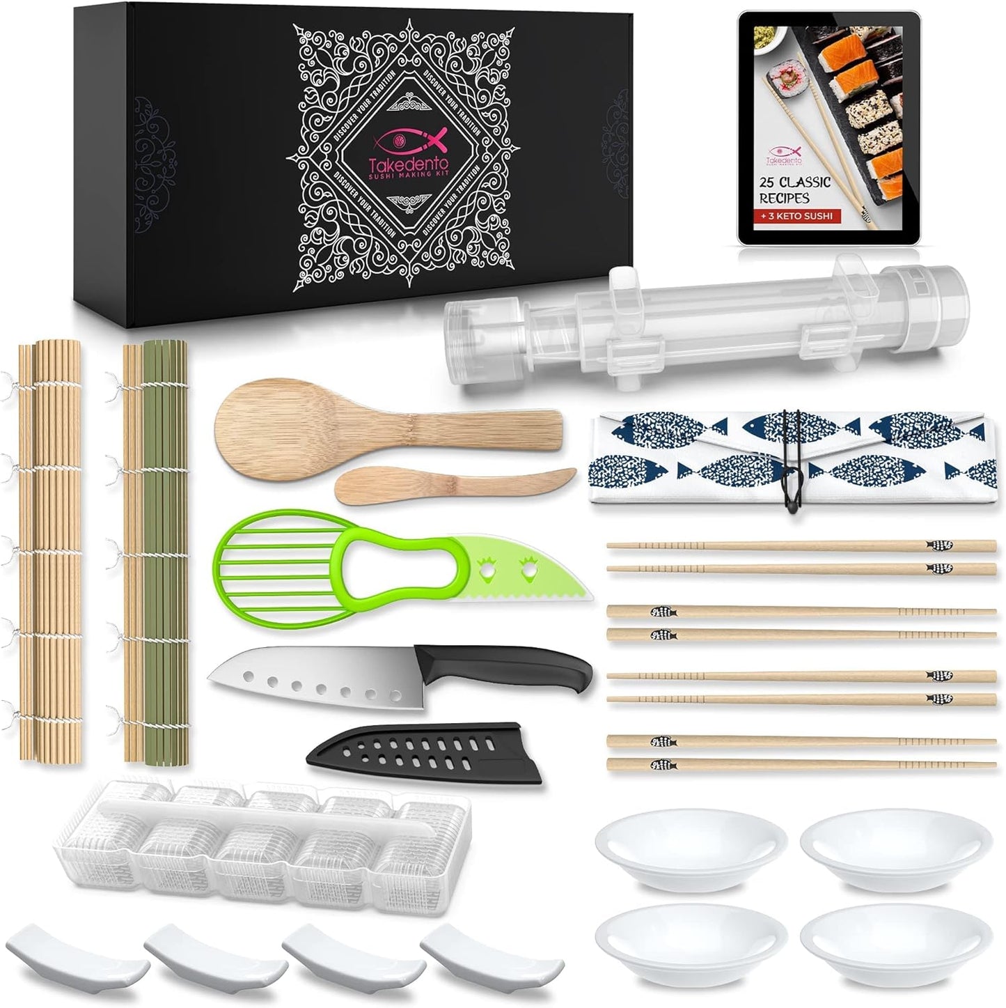 Kit 23 Pzas para hacer sushi con bazuca transparente