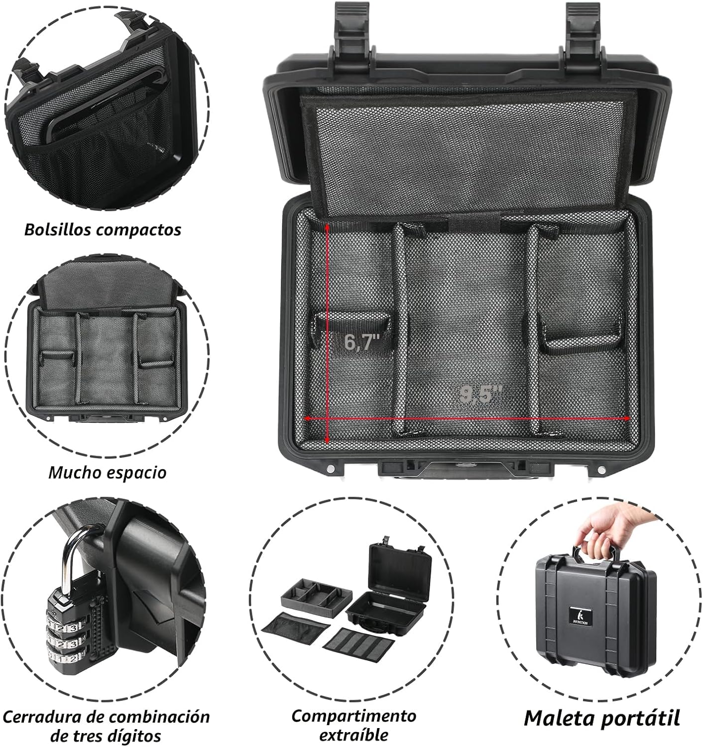 Caja hermética con cerradura combinación para viaje