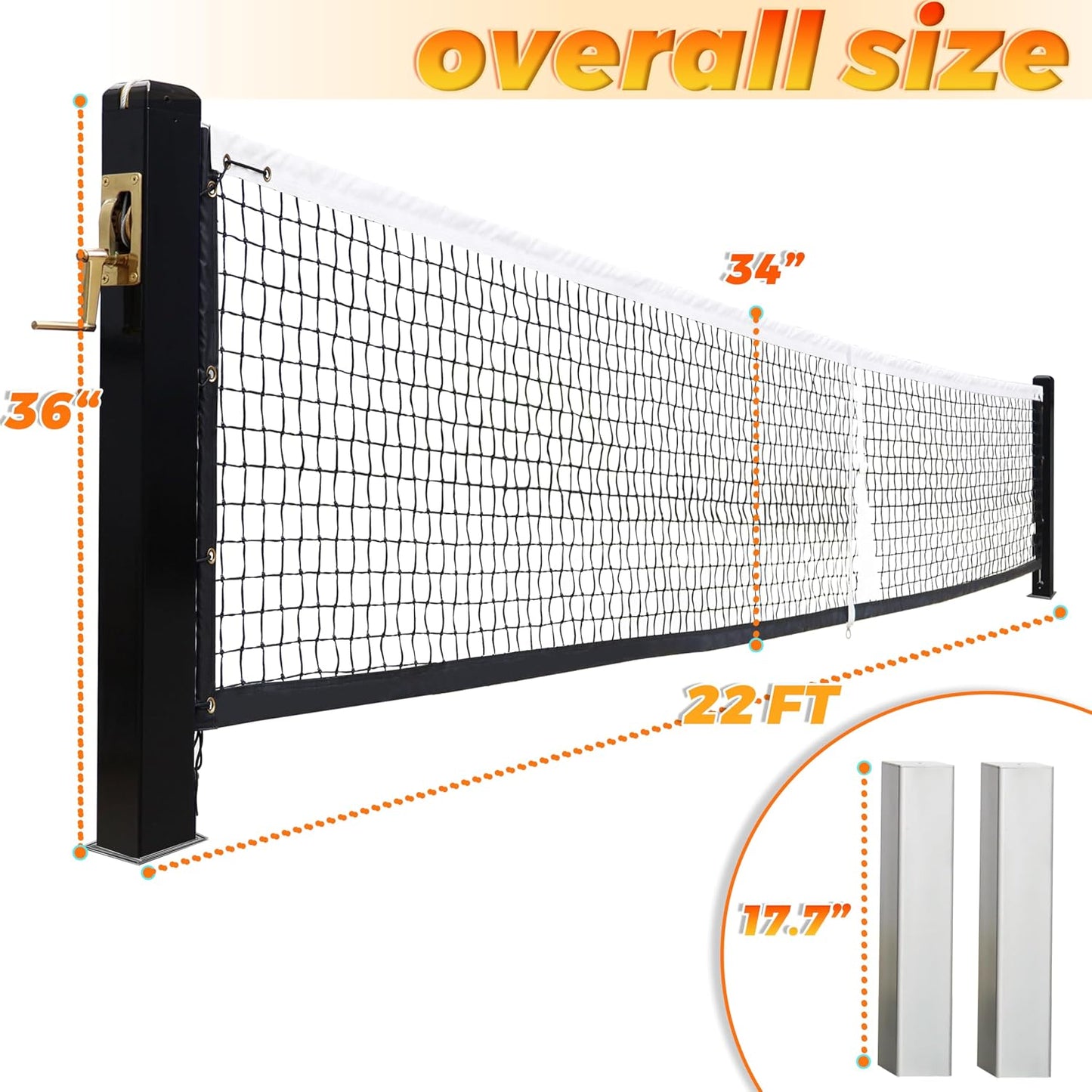 Red pickleball profesional con poste resistente para