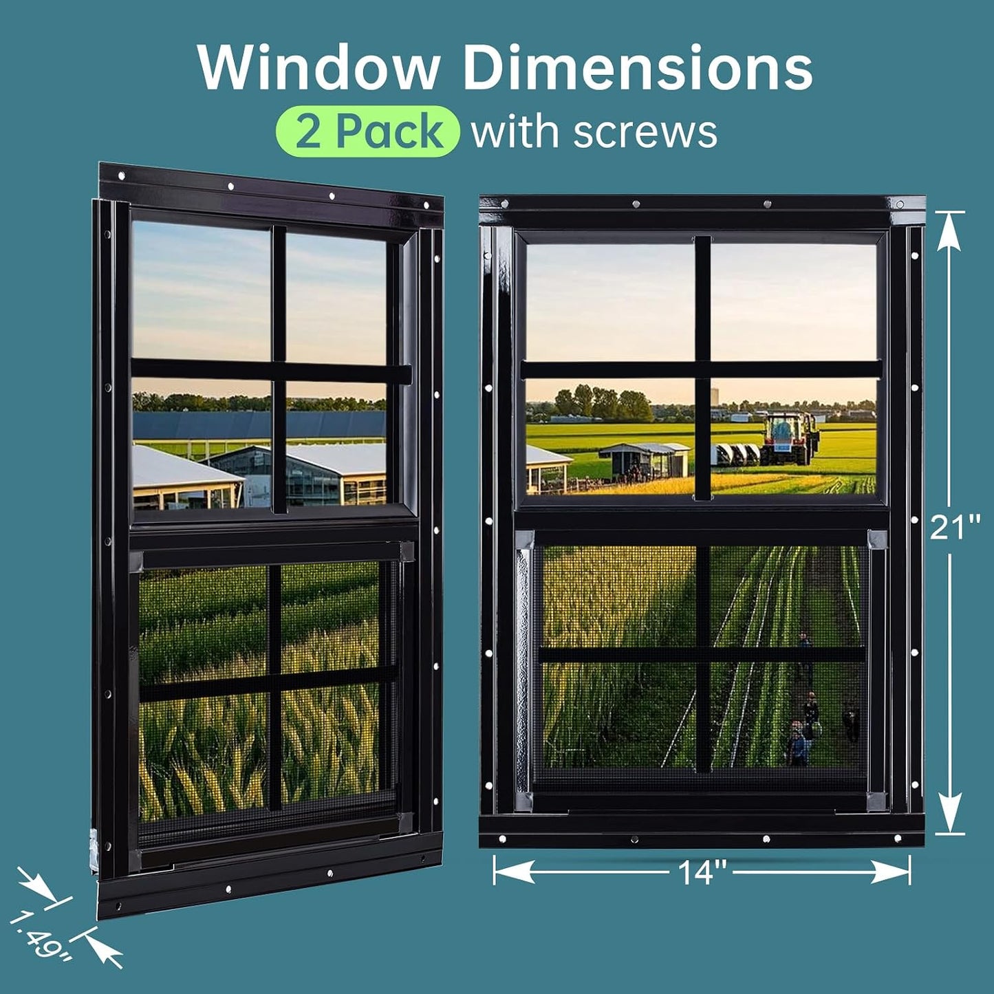 2 Ventanas Cobertizo 14x21pulg Vidrio Templado Corredizas