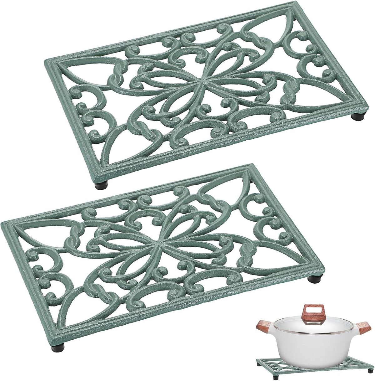 Salvamanteles hierro fundido 10x6pulg set 2 cocina