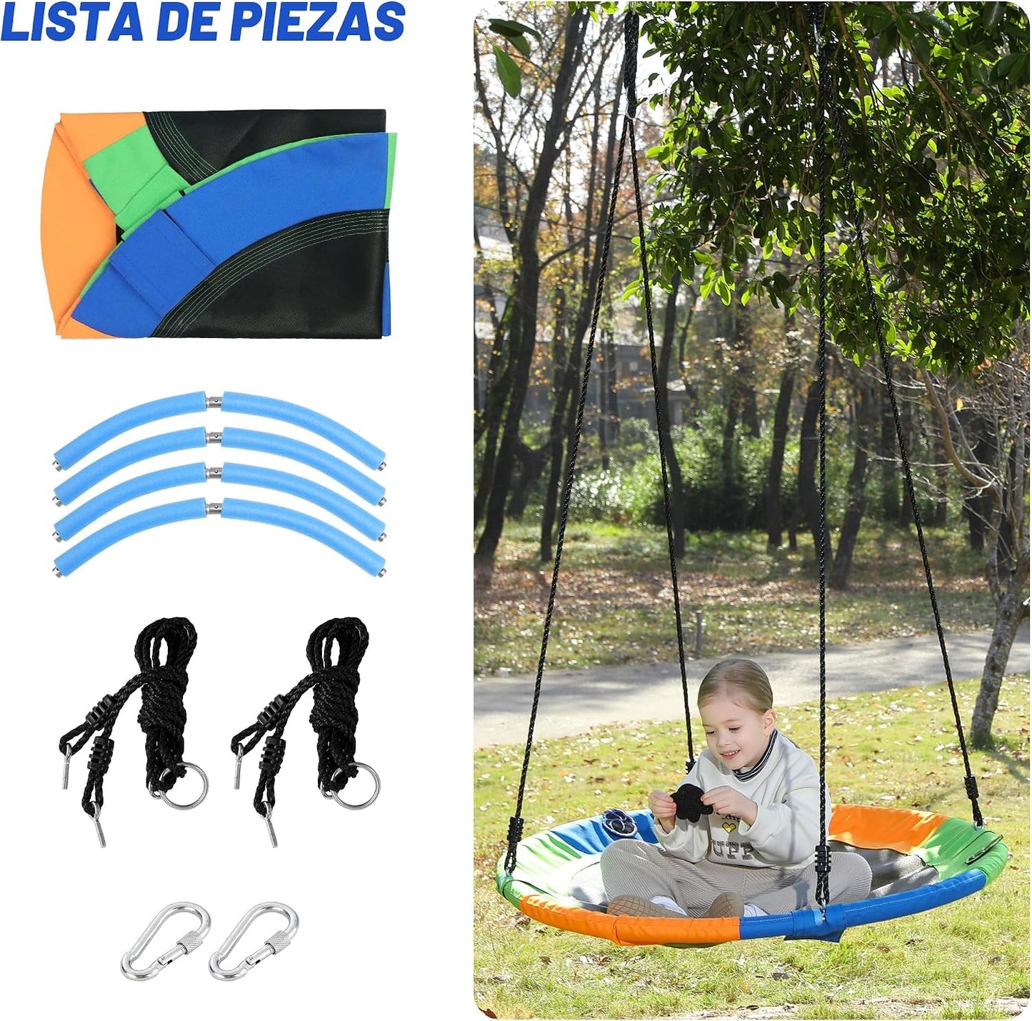 Asiento columpio redondo para niños 40" exterior multicolor