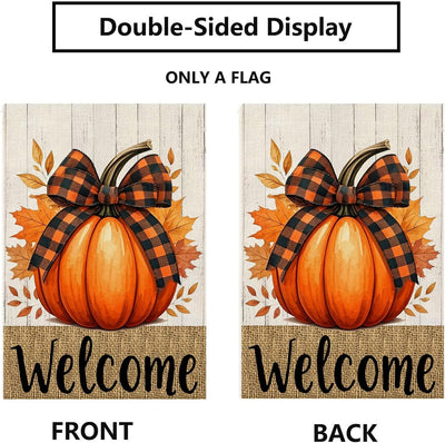 Bandera jardín calabaza otoño 12x18pulg doble cara cuadros
