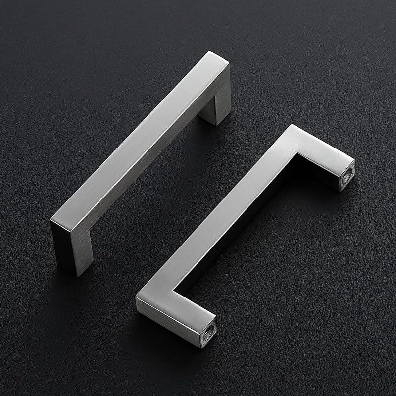 20 Manijas Níquel Cepillado 4.5" Tiradores Cuadrados Cocina