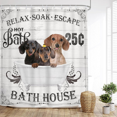 Cortina ducha perro salchicha estilo granja 60x72pulg