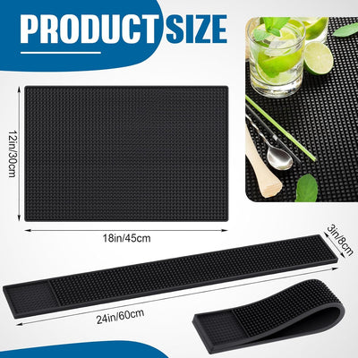4 Tapetes Goma Gruesa Antideslizante Negro 18x12 24x3pulg