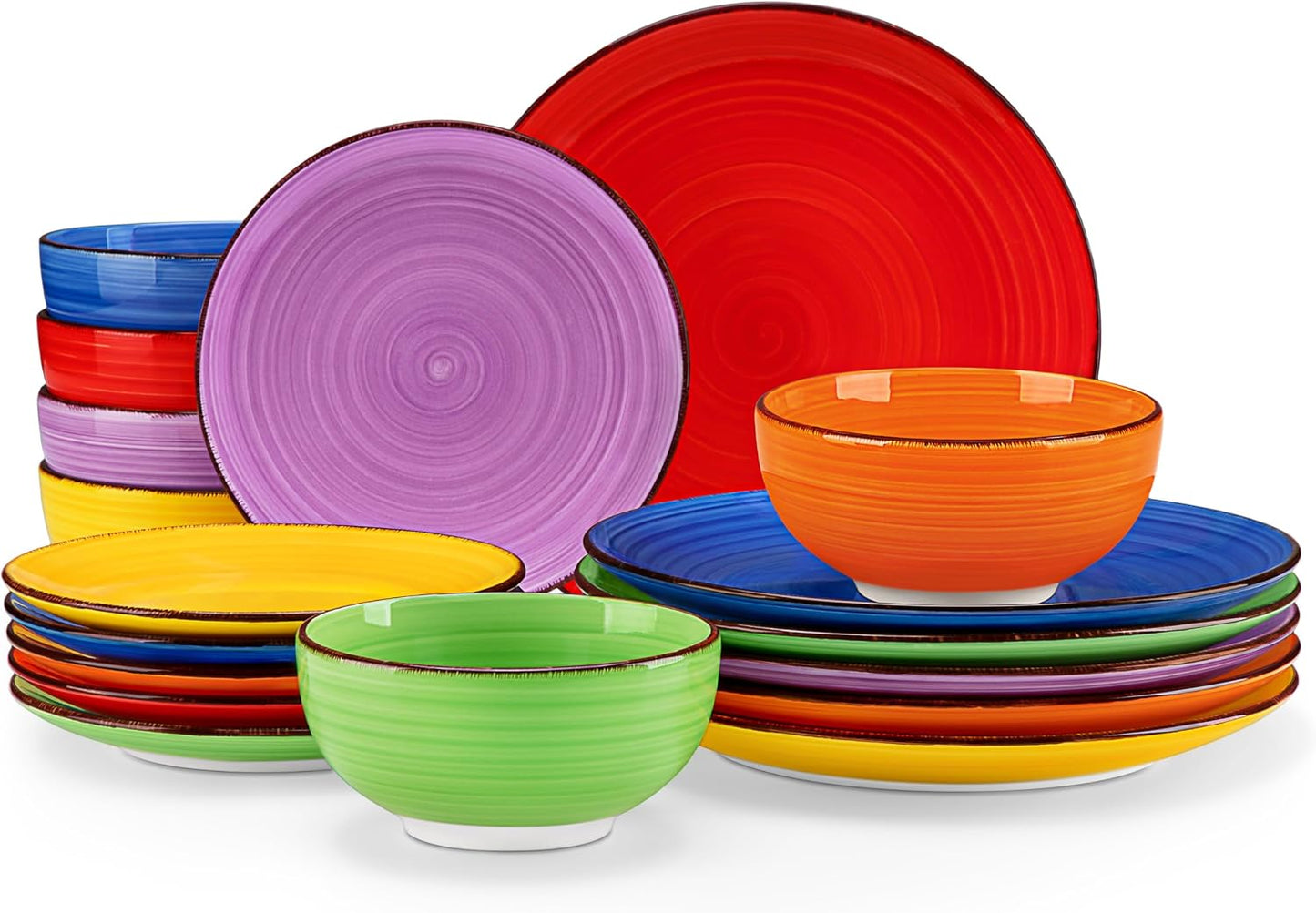 Set 18 Pzas Vajilla Gres Multicolor Servicio 6