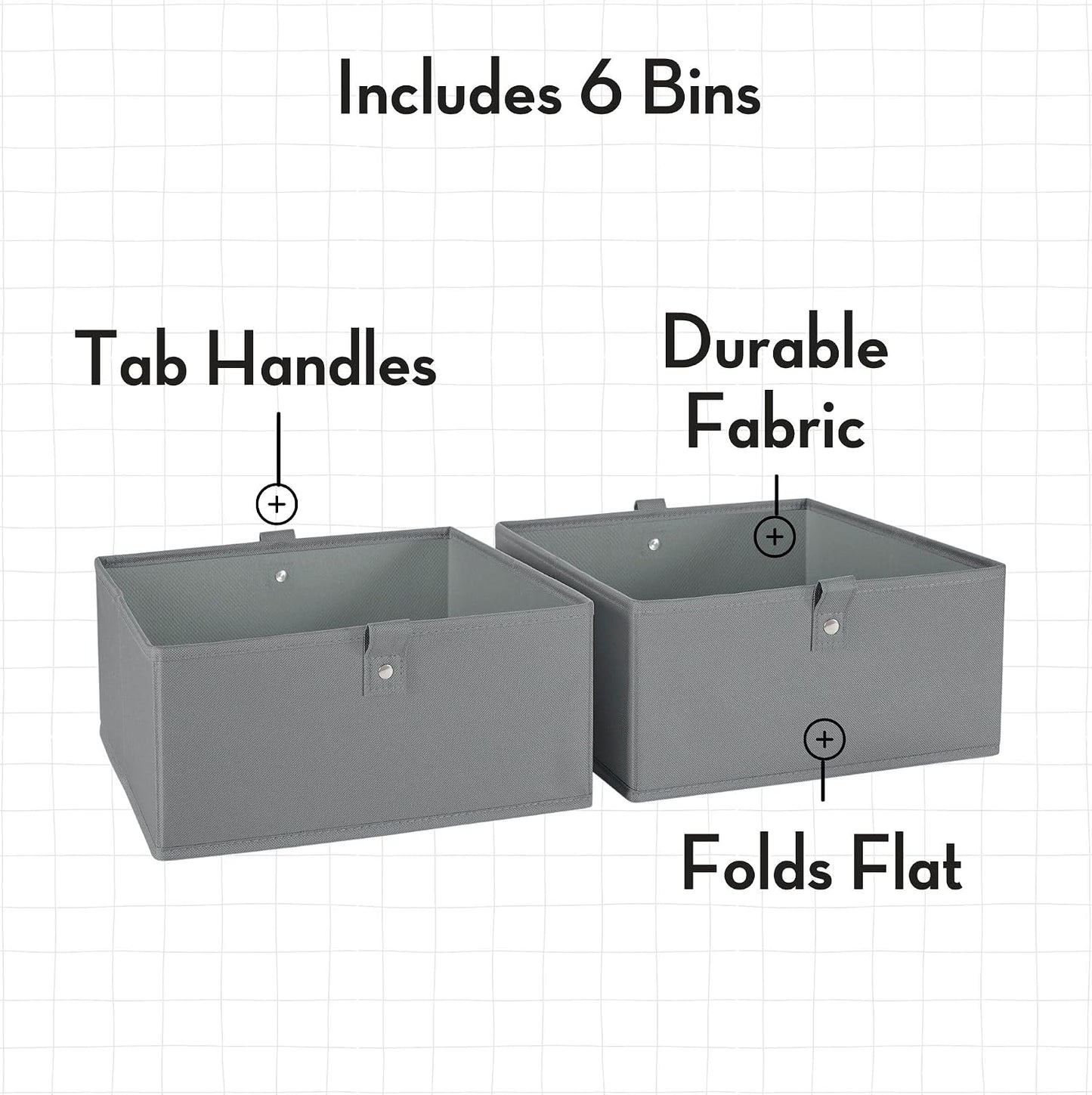 6 Cajas Tela Plegables para Niños con Asas Organiz.