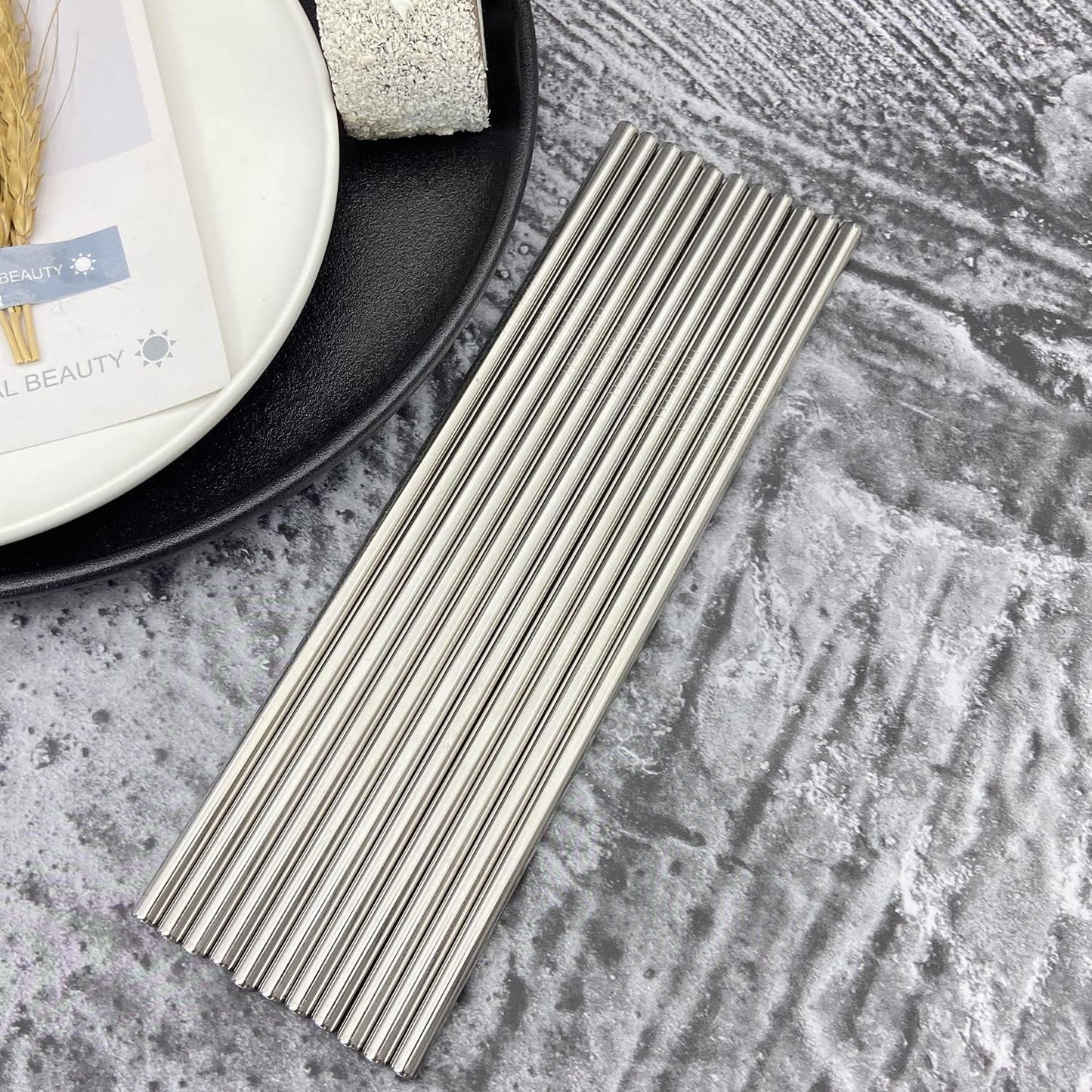 Pajitas acero inox reutilizables 50 pzas 10.5pulg plata