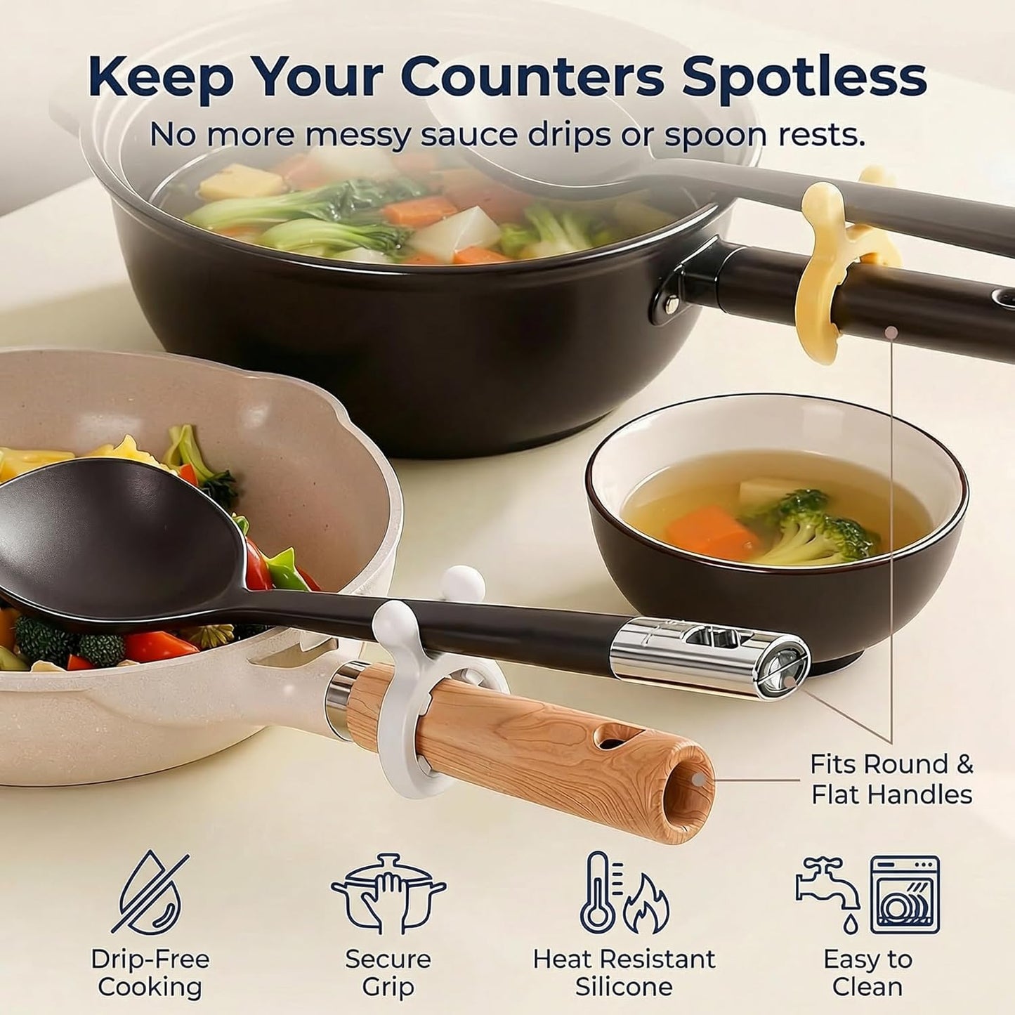 Porta cucharas de silicona multifuncional para cocina con liberador de vapor y soporte de espátula antiresbalante