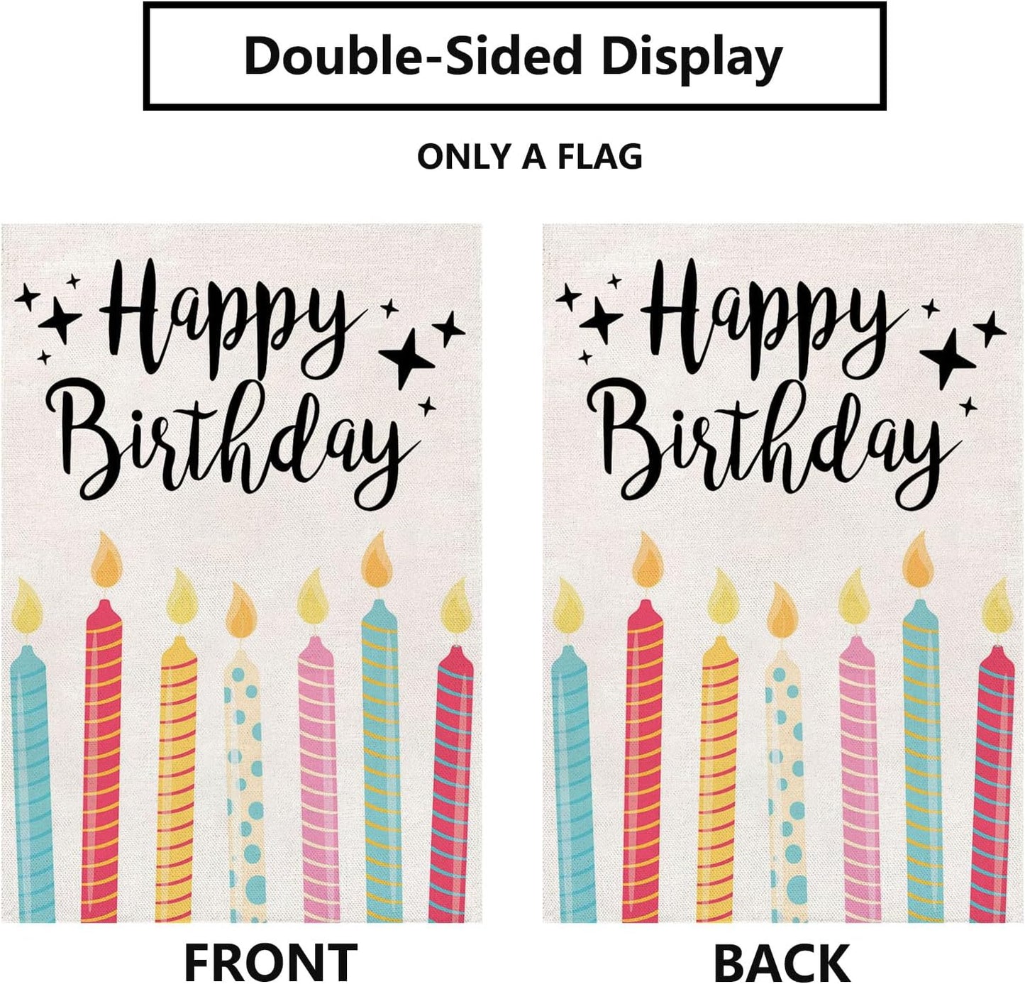 Bandera jardín feliz cumpleaños 12x18" doble cara