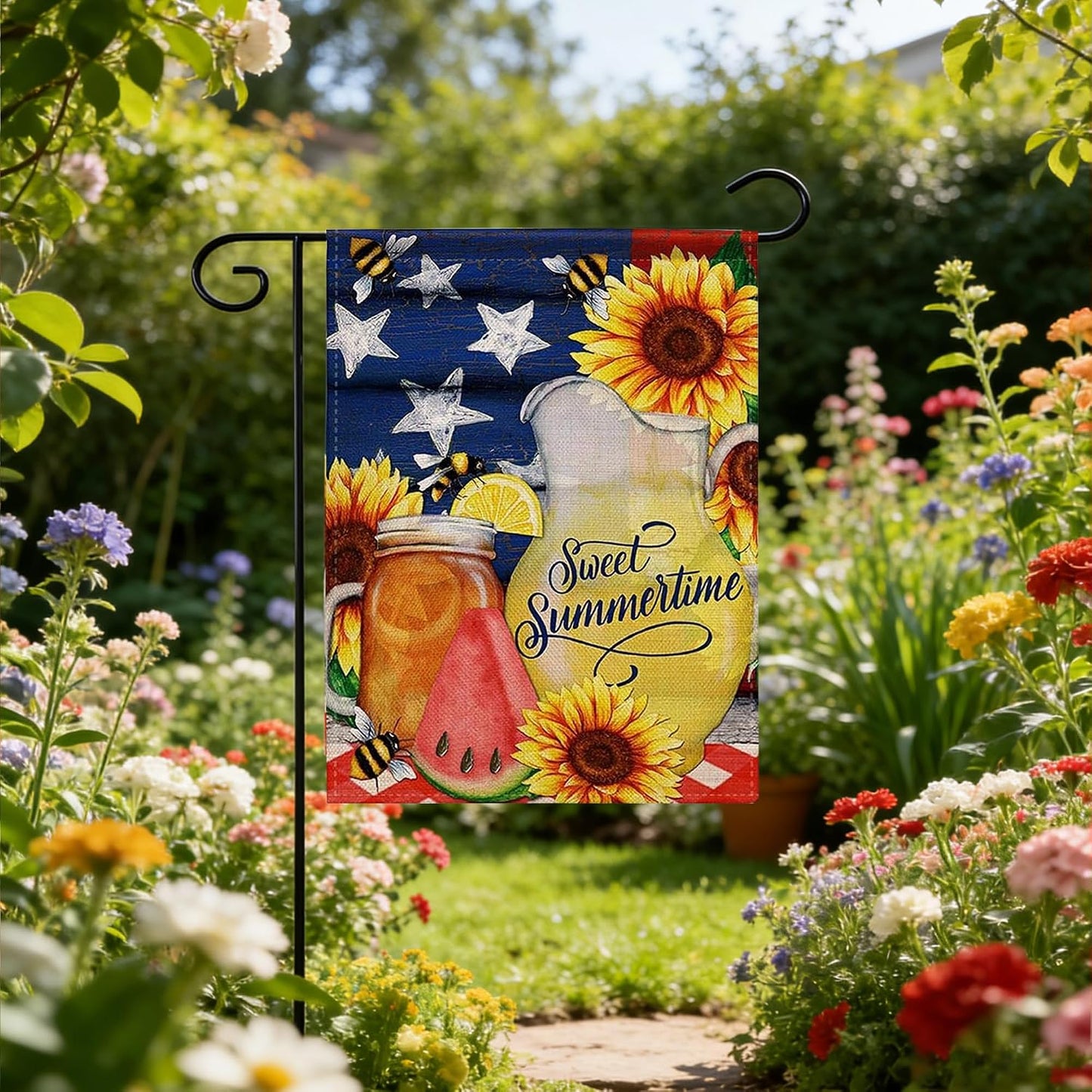 Bandera jardín 12x18pulg doble cara decorativa arpillera