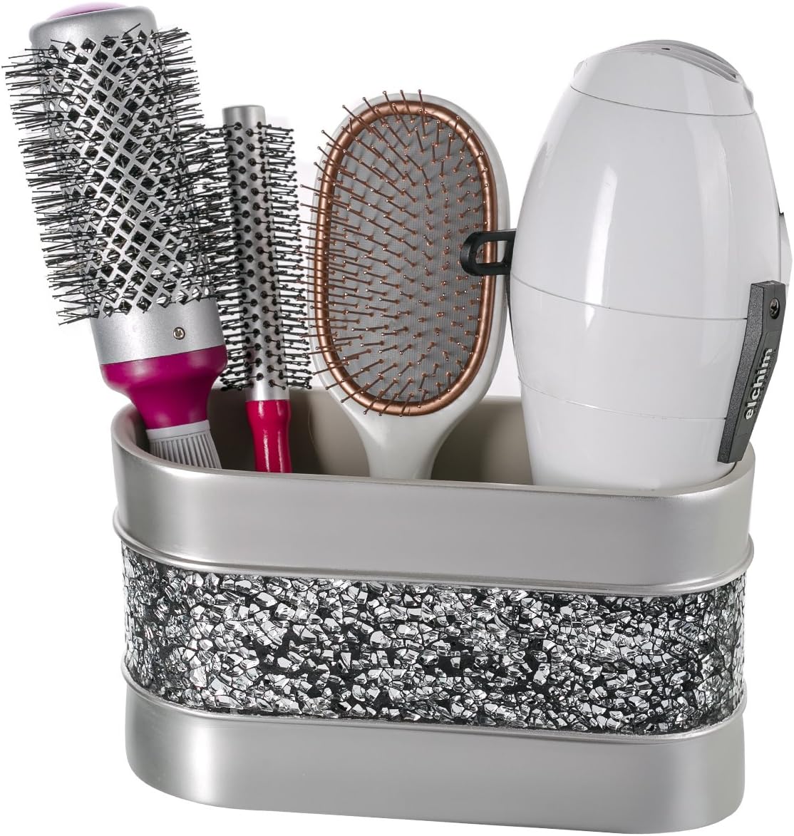 Soporte cepillo dientes vidrio plateado 3 ranuras baño