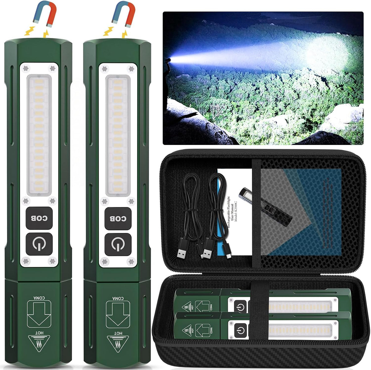 Linterna recargable magnética de bolsillo 8 modos LED potente