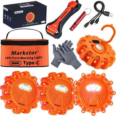 Set 4 bengalas LED carretera con magnético y USB