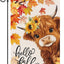 Bandera jardín Hello Fall vaca 12x18" doble cara