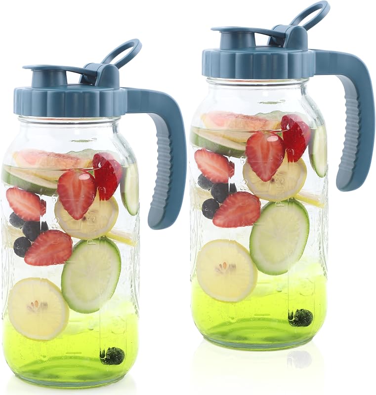 Jarra Mason 64oz con tapa abatible pack 2