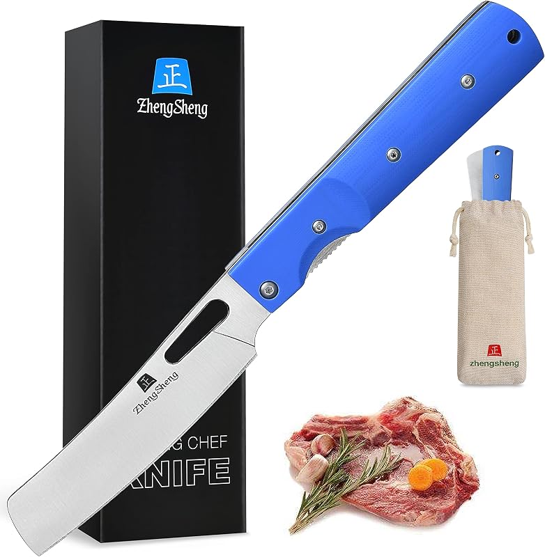 Cuchillo chef plegable 4.8pulg acero inox G10 mango bolsillo