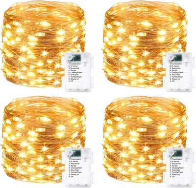 Paquete 4 Luces Hadas LED 16.4pulg 8 Modos Impermeables