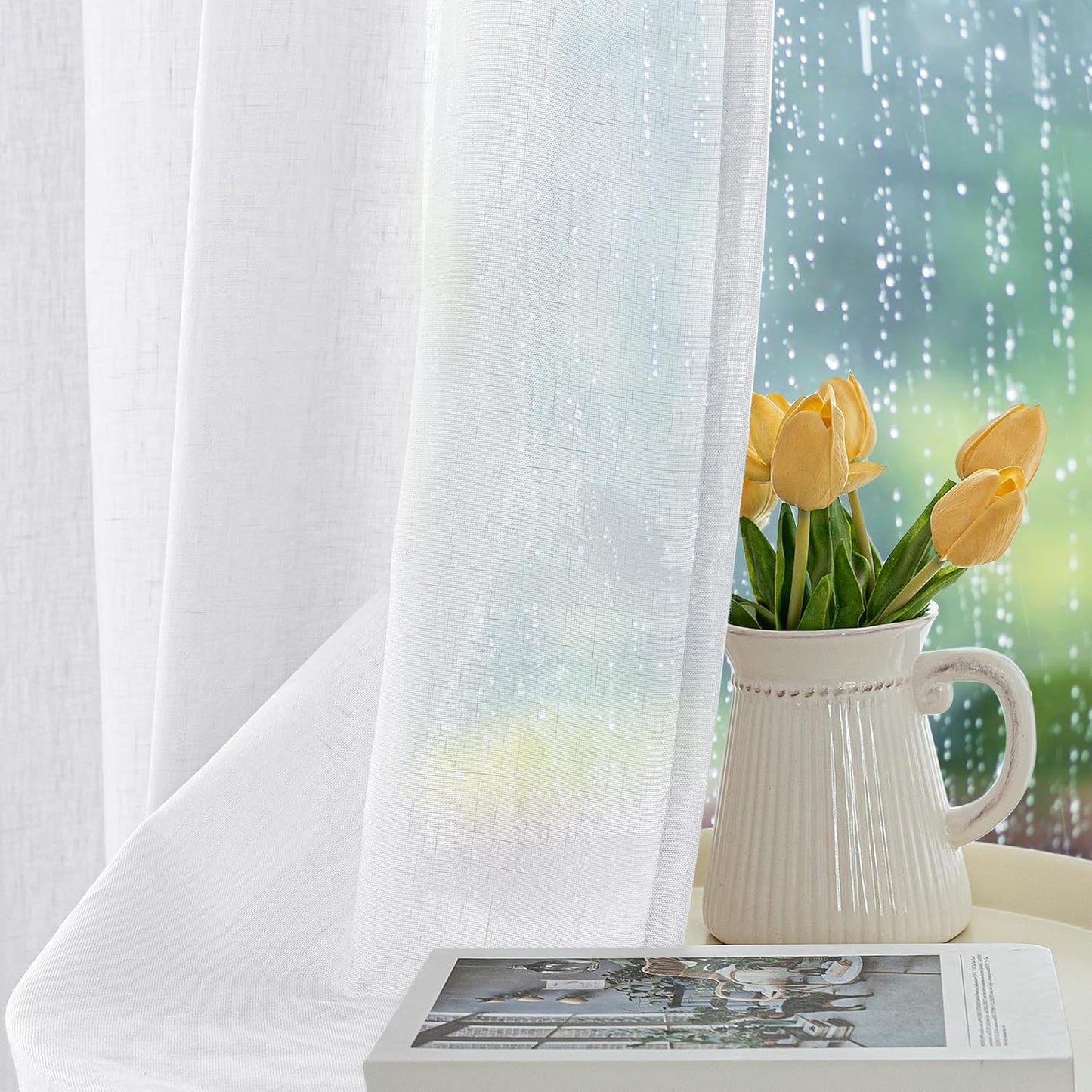 Cortinas transparentes blancas impermeables para porche