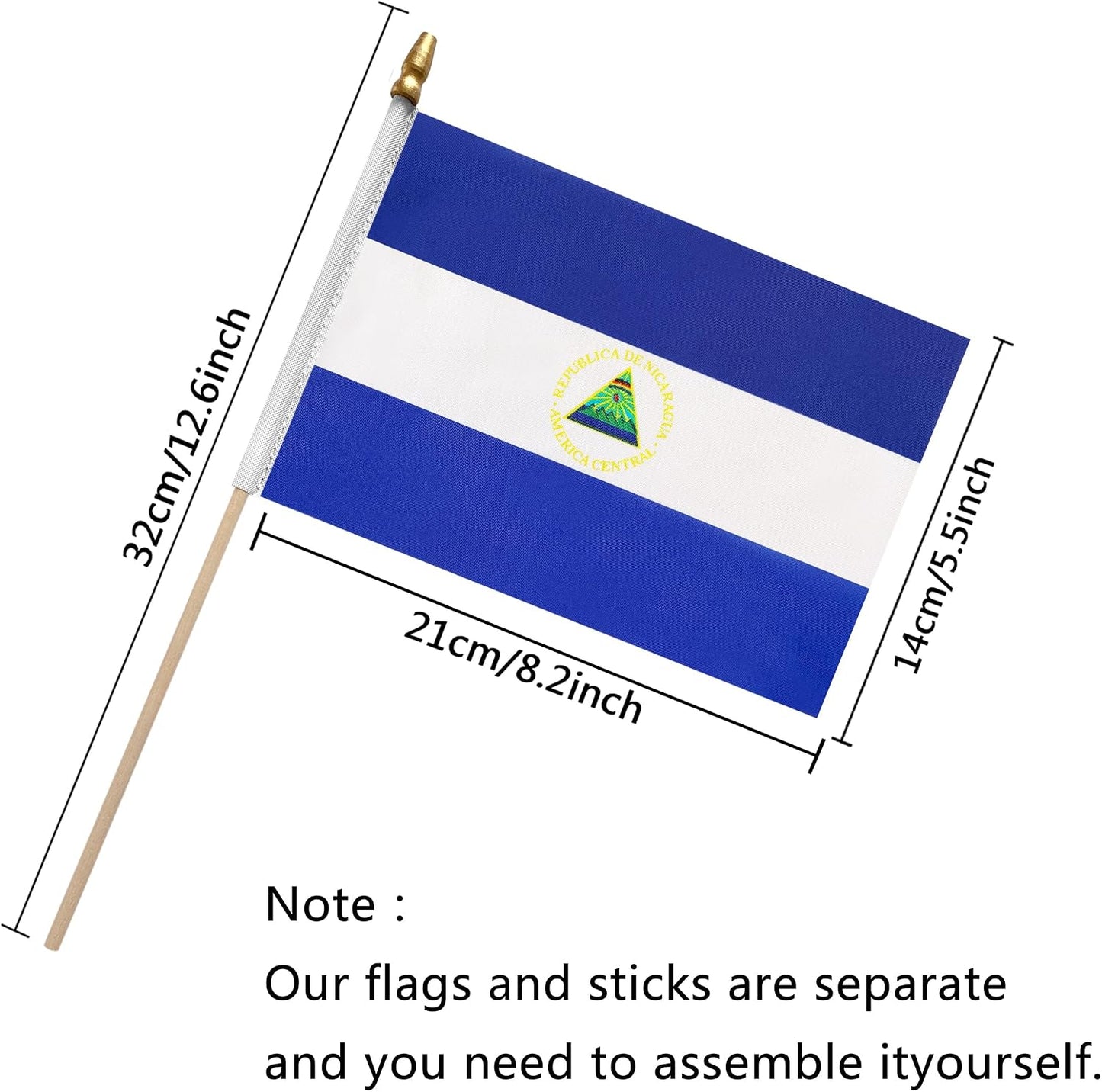 Banderas Nicaragua 5x8" pack 12
