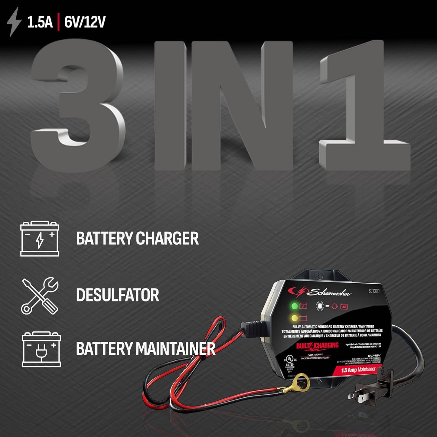 Cargador batería auto 3en1 6V/12V deportes potencia