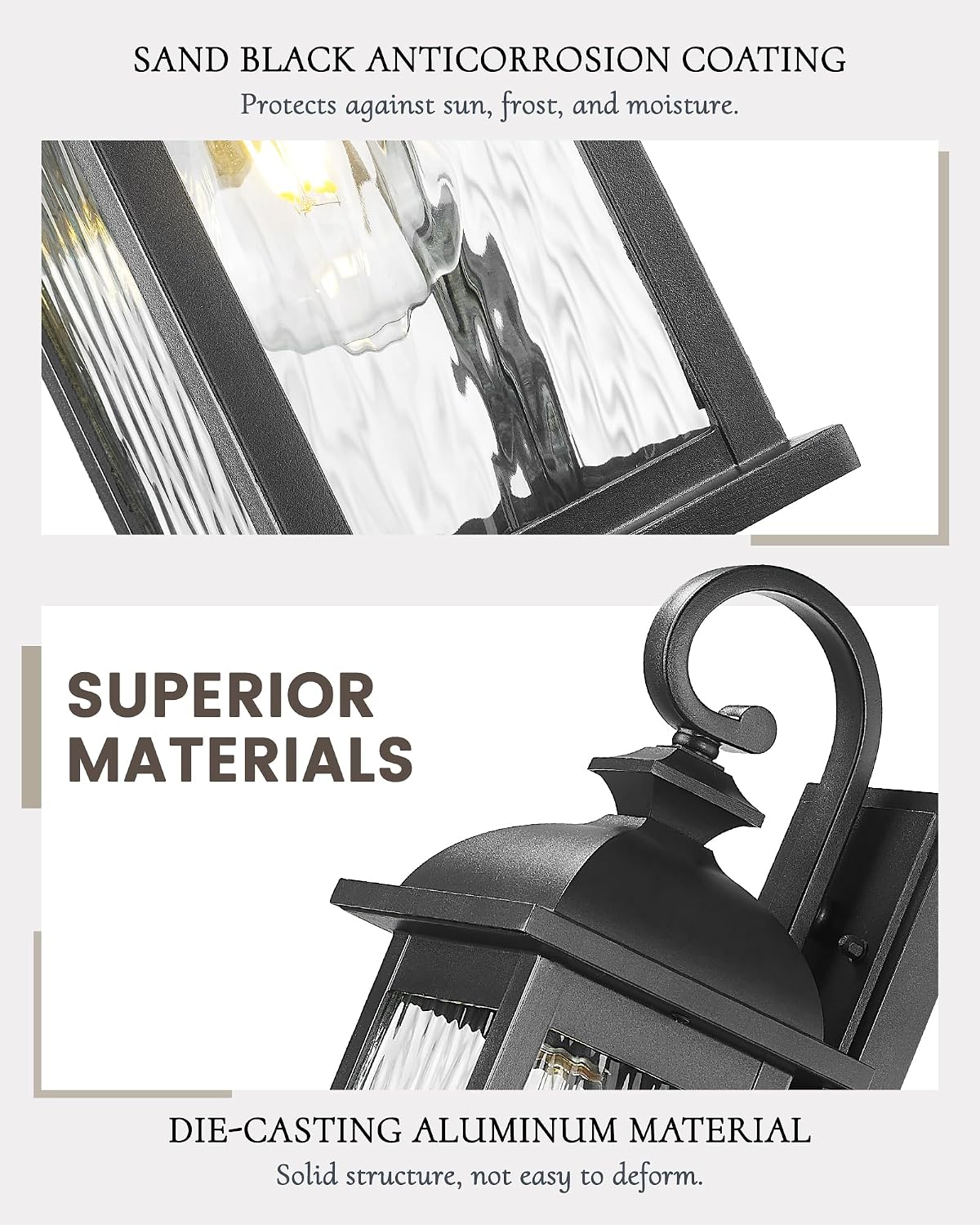 Luminaria pared exterior 1 luz acabado negro mate vidrio