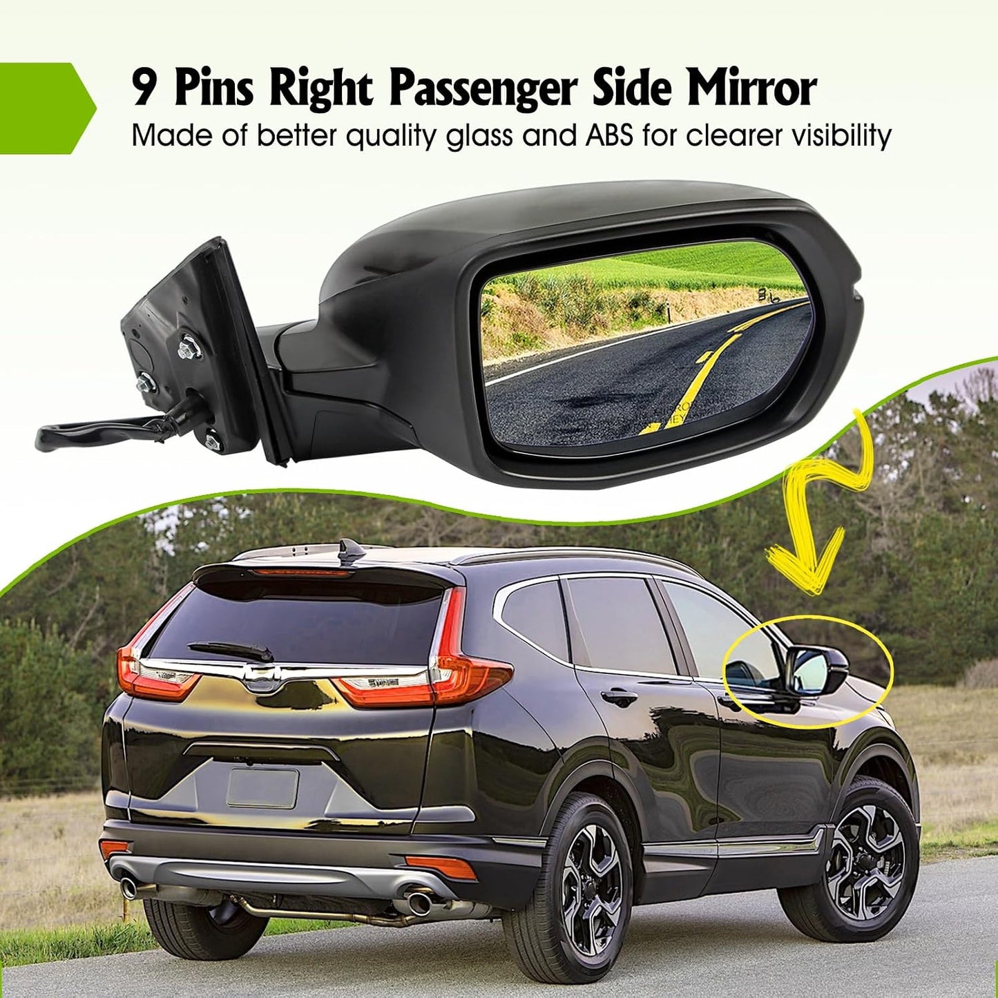 Espejo derecho Honda CRV 17-22 con luz giro y BSD