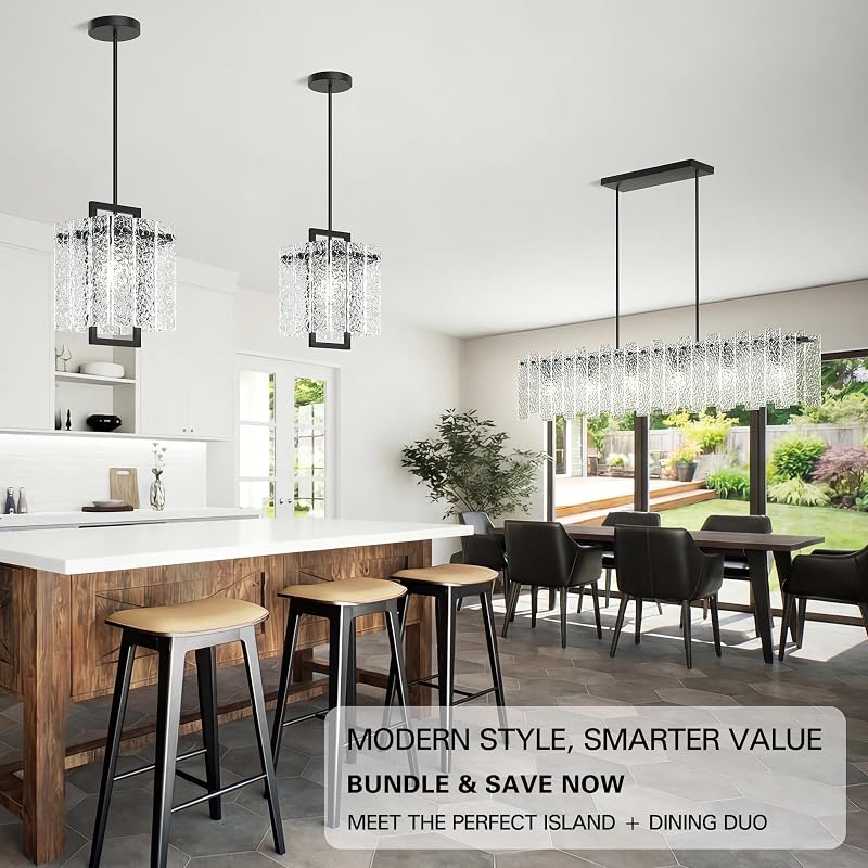 Candelabro rectangular negro 48pulg vidrio ondulado