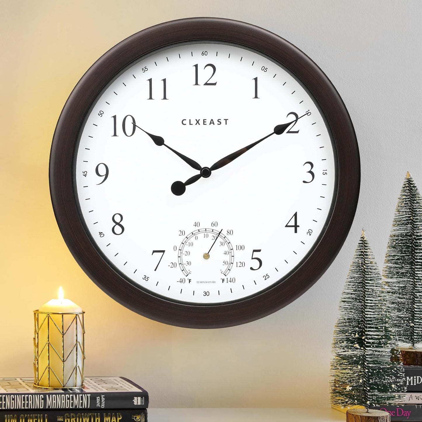 Reloj 10.4pulg impermeable exterior acabado bronce