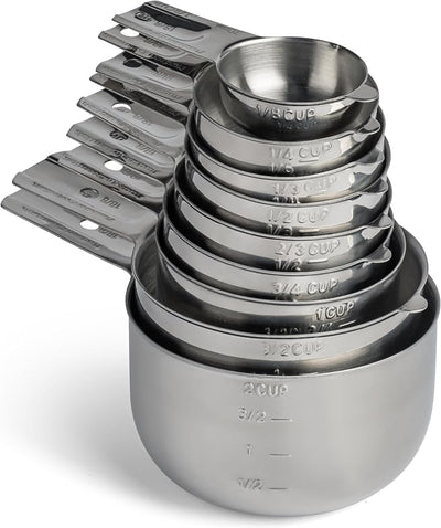 Set 9 Tazas Medidoras Acero Inox Apilables