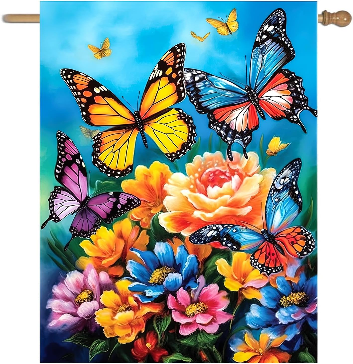 Banderas de jardín doble cara 28x40" flores decorativas