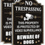 2 Carteles No Trespassing 12x8" Metal Reflectante