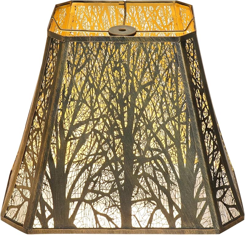 Pantalla metal grabado bosque para lámparas 8x6"