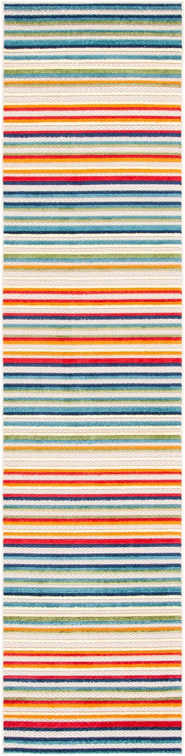 Alfombra exterior lavable 2.2x11ft marfil y verde