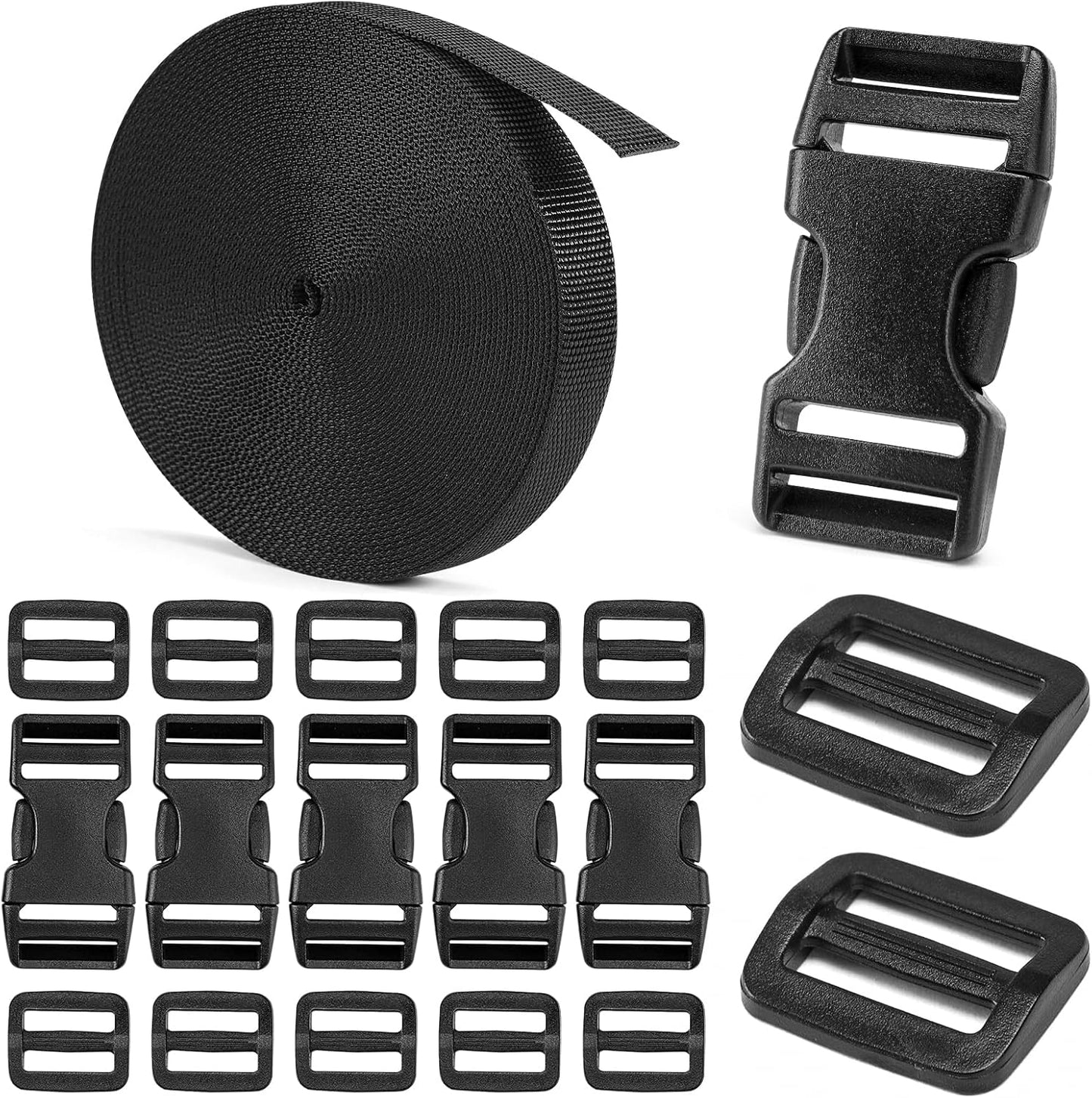 Juego hebillas y correas 3/4 6yd nailon 6 pzas ajustables