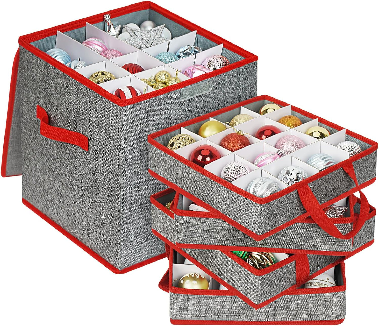 Caja organizadora Navidad 4 bandejas 64 bolas