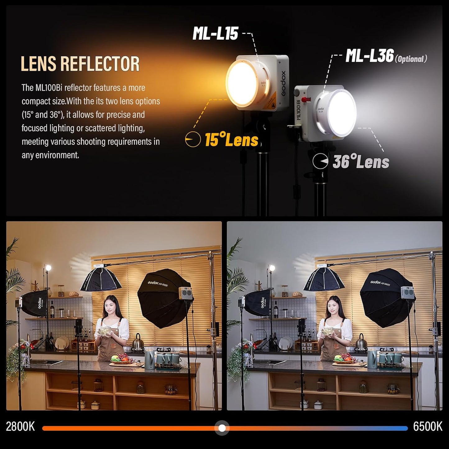 Luz LED portátil bicolor 2800K-6500K