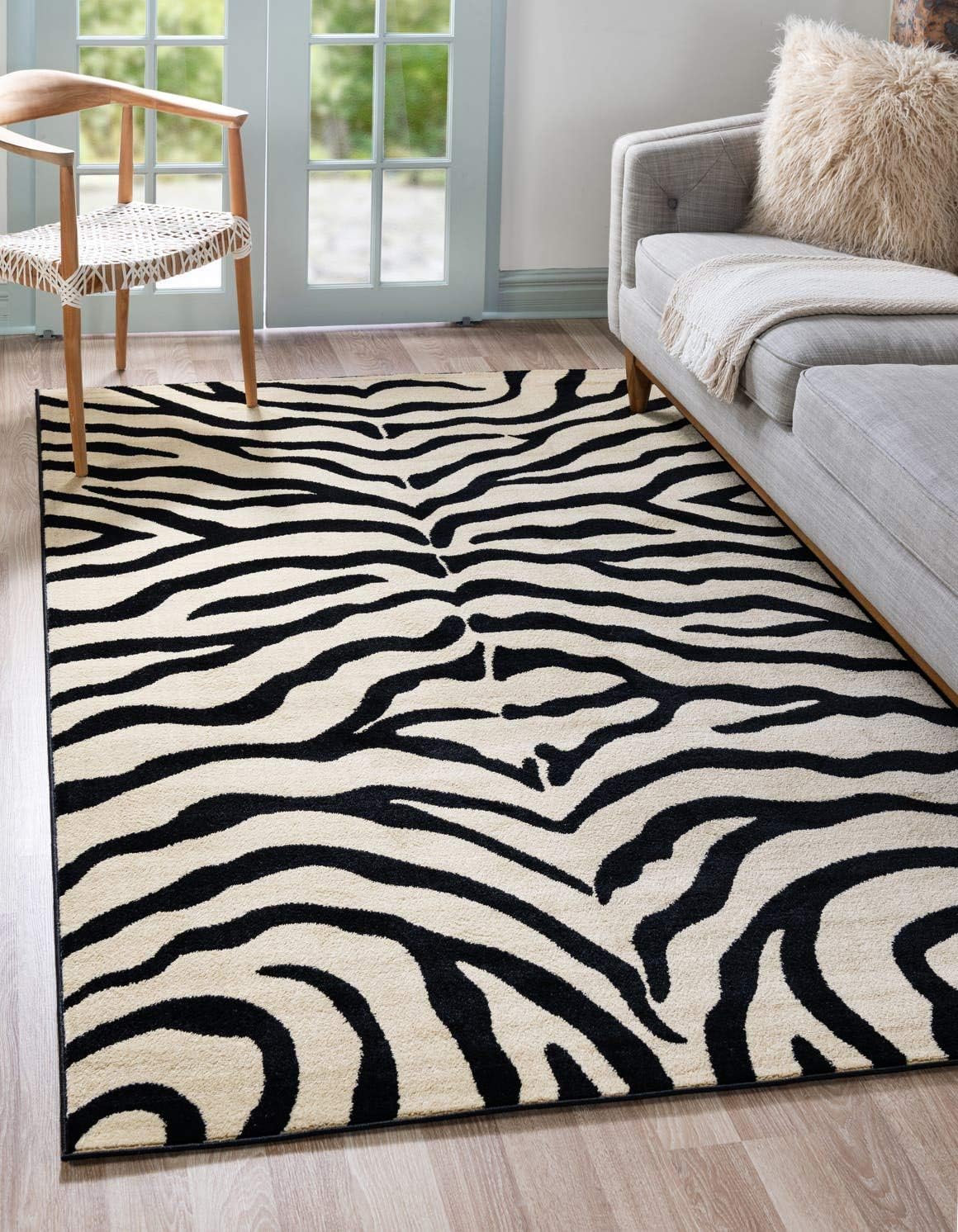 Alfombra rectangular Okapi 3'3"x5'3" color crema/negro