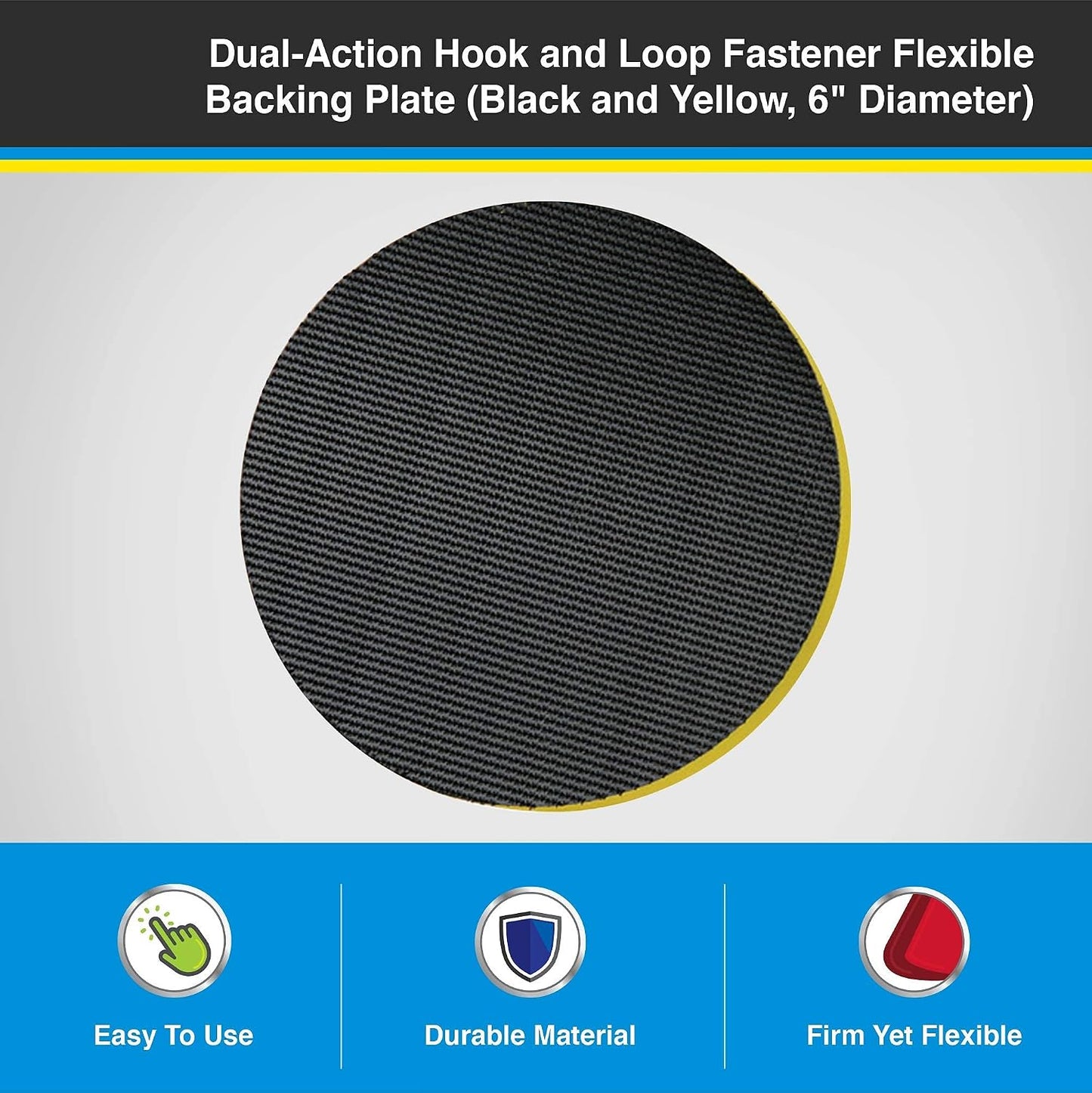 Placa soporte pulidor doble accion 6" negra amarilla