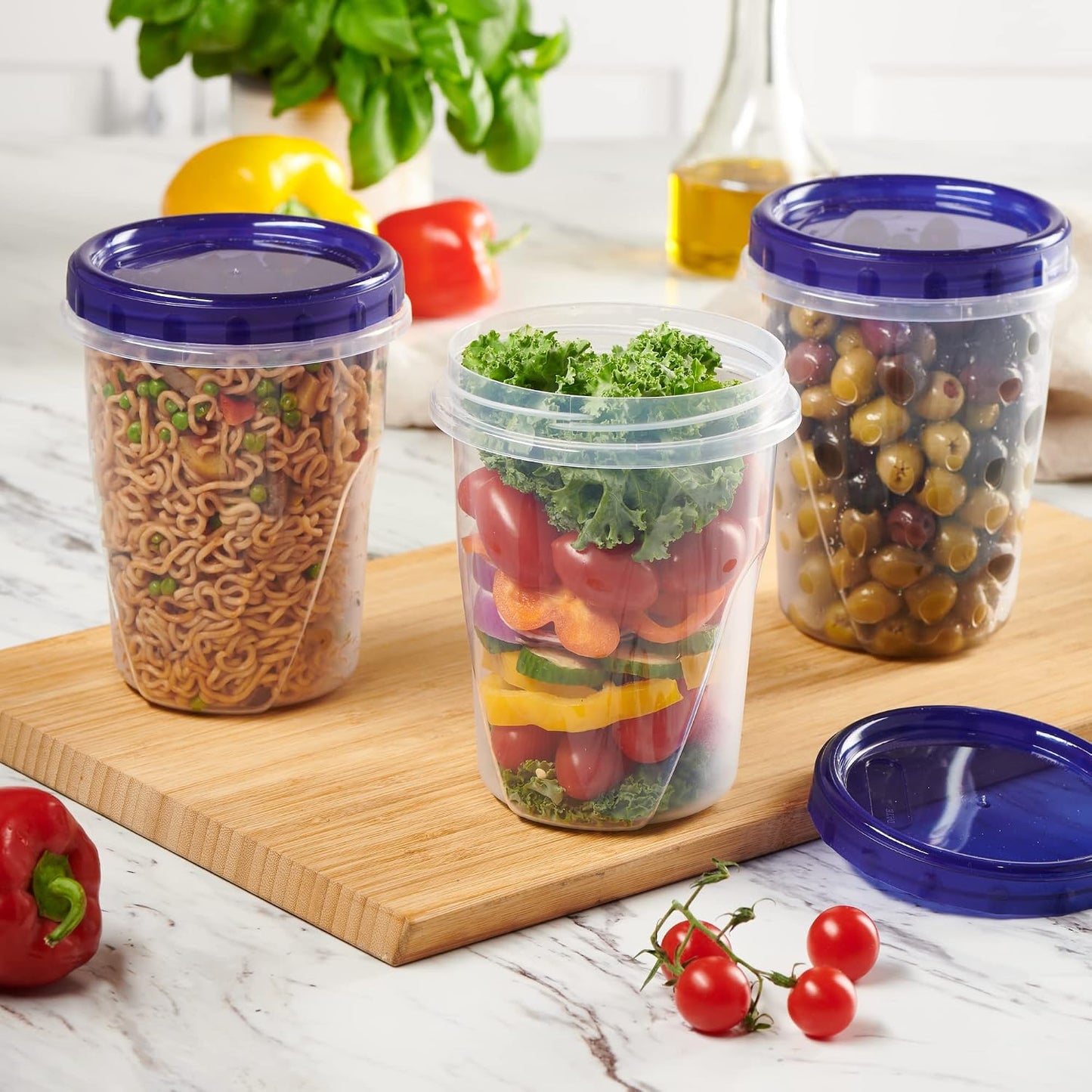 Pack 12 Recipientes Alimento Tapa Giratoria 32oz Reutiliz.